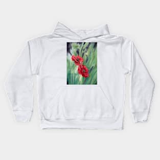 Watercolor summer poppies Kids Hoodie